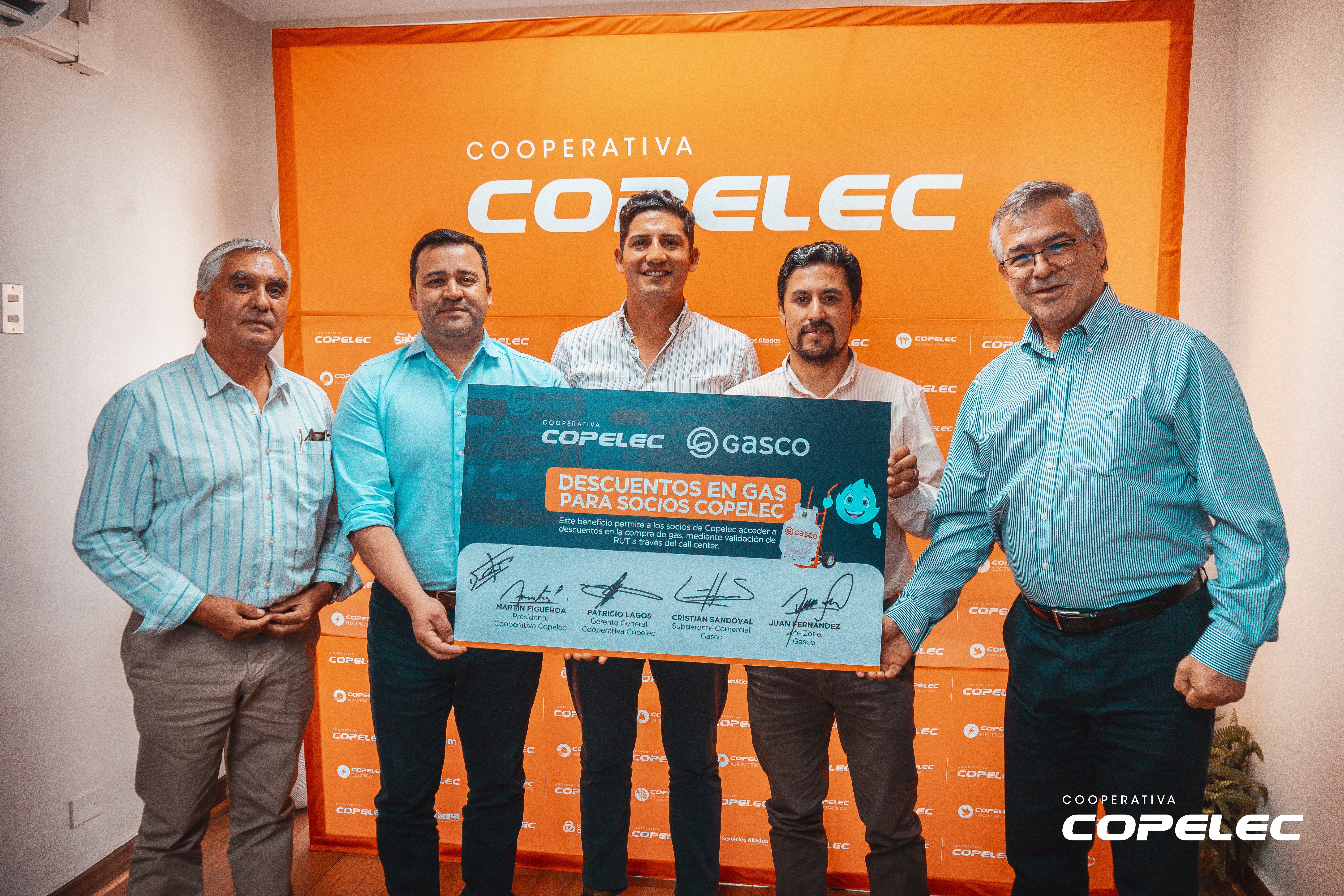 Copelec firma convenio con Gasco: 15% de descuento en gas para cooperados y clientes